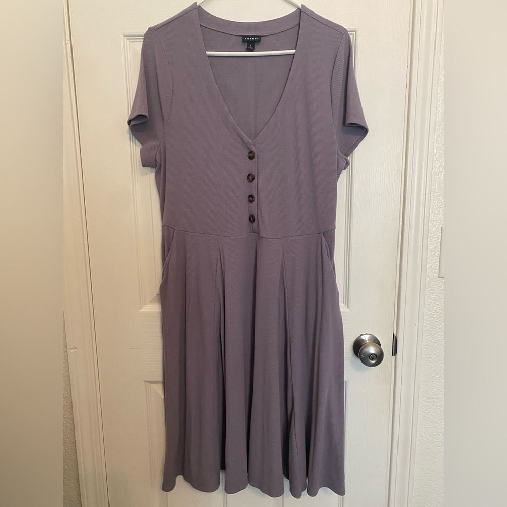 Purple knit skater dress with pockets!